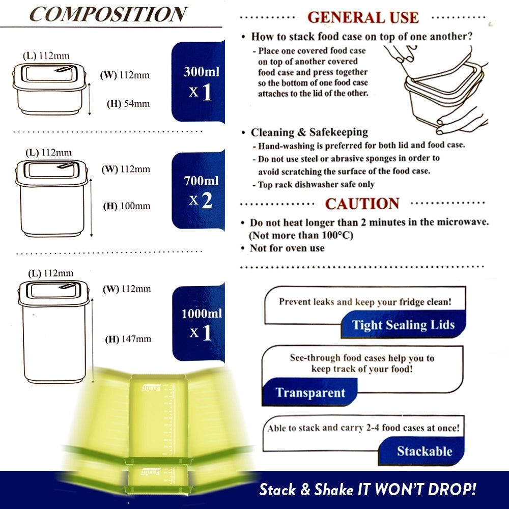1000ml Square Container