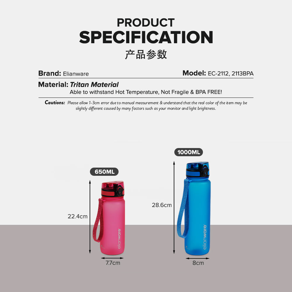 1000ML WATER BOTTLE (TRITAN)