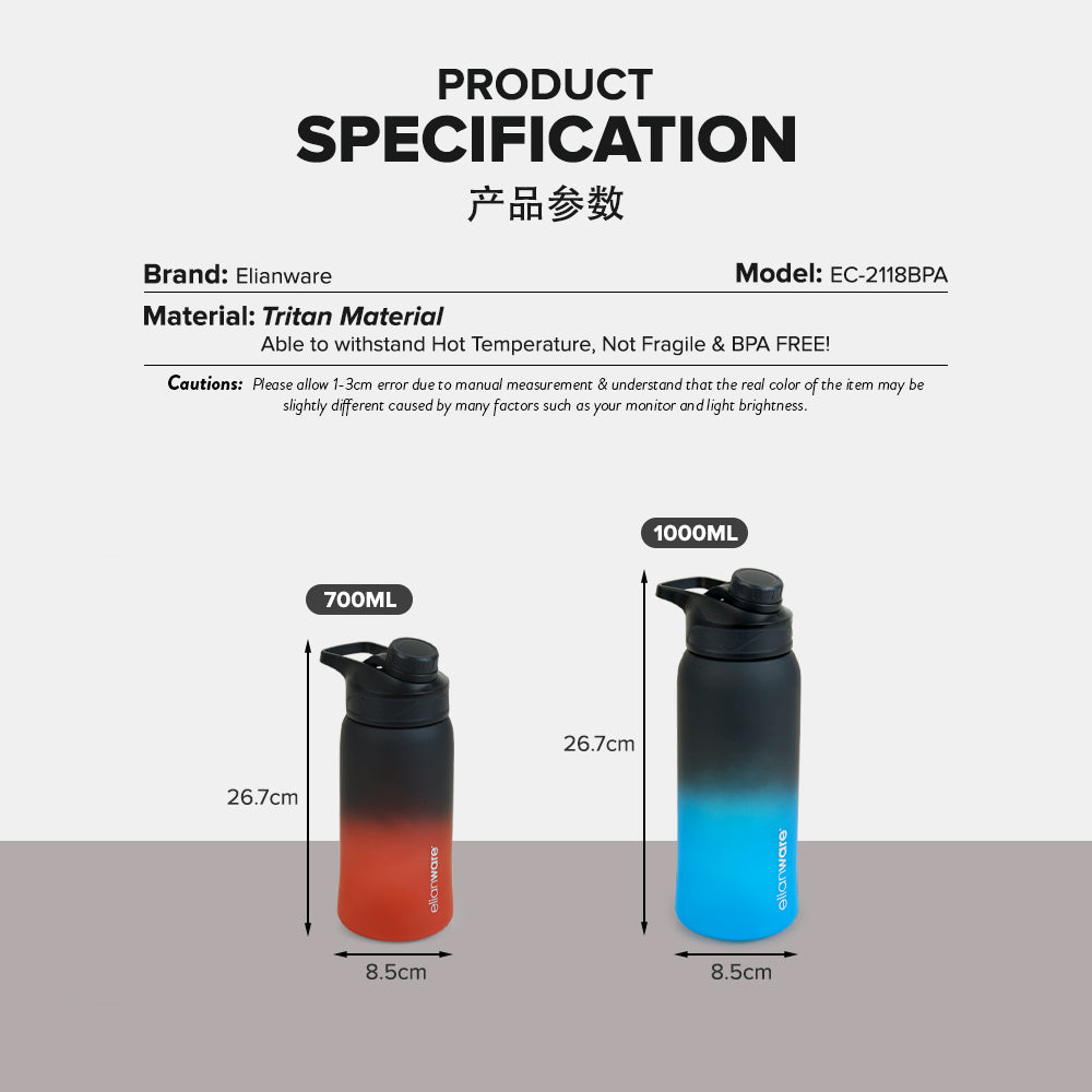1000ML FROSTED WATER BOTTLE (TRITAN)