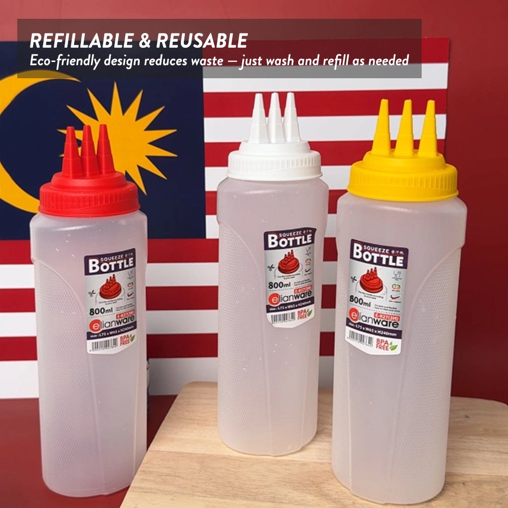 Sauce Squeeze Bottle - 3 head (600ml)