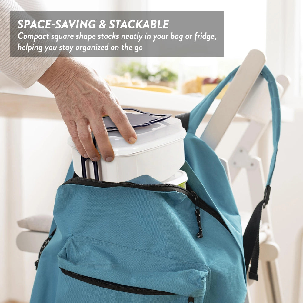 2 Layer Tier Square Tiffin Food Carrier with Spoon & Fork