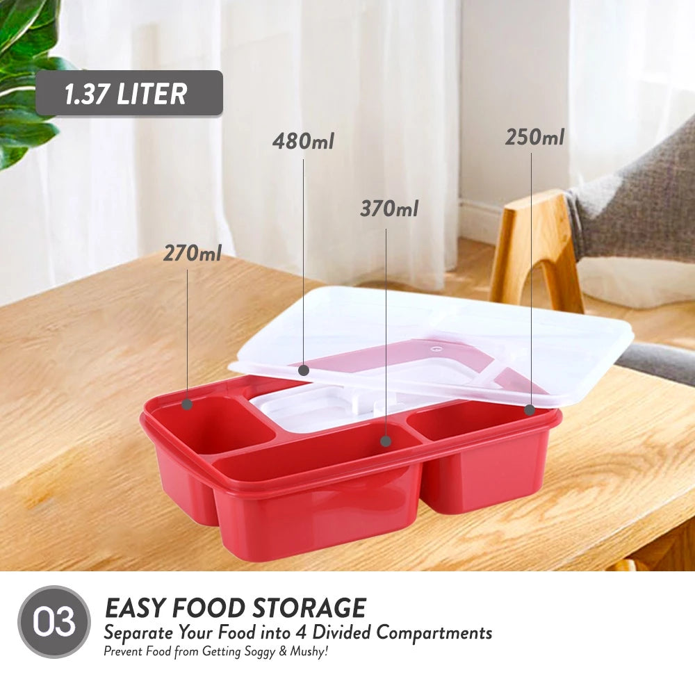 Bento Lunch Box With Fork & Spoon 1.37L
