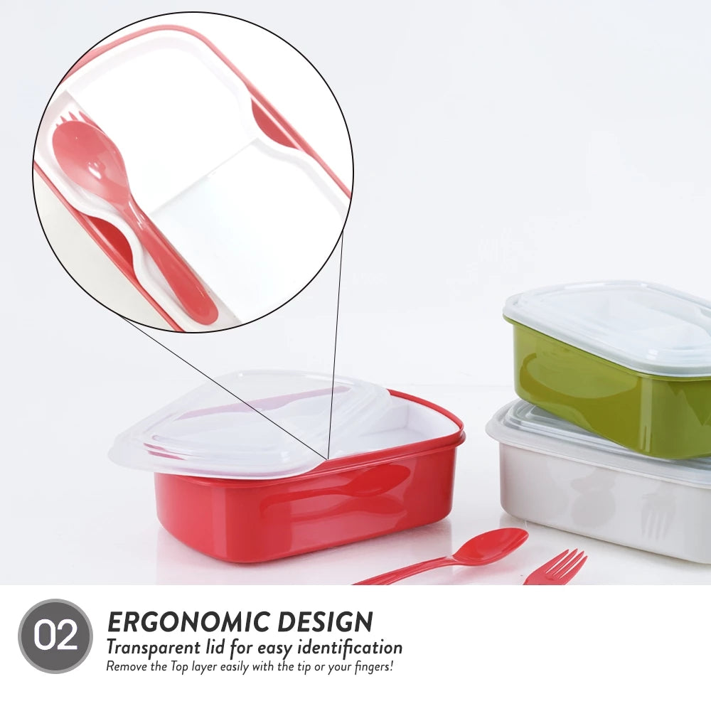 Bento Lunch Box With Fork & Spoon 1000ML