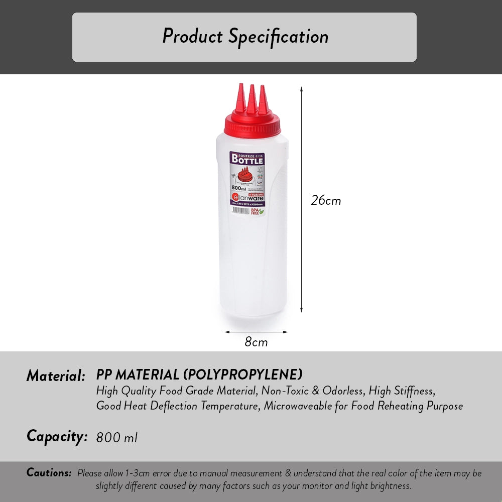Sauce Squeeze Bottle - 3 head (800ml)