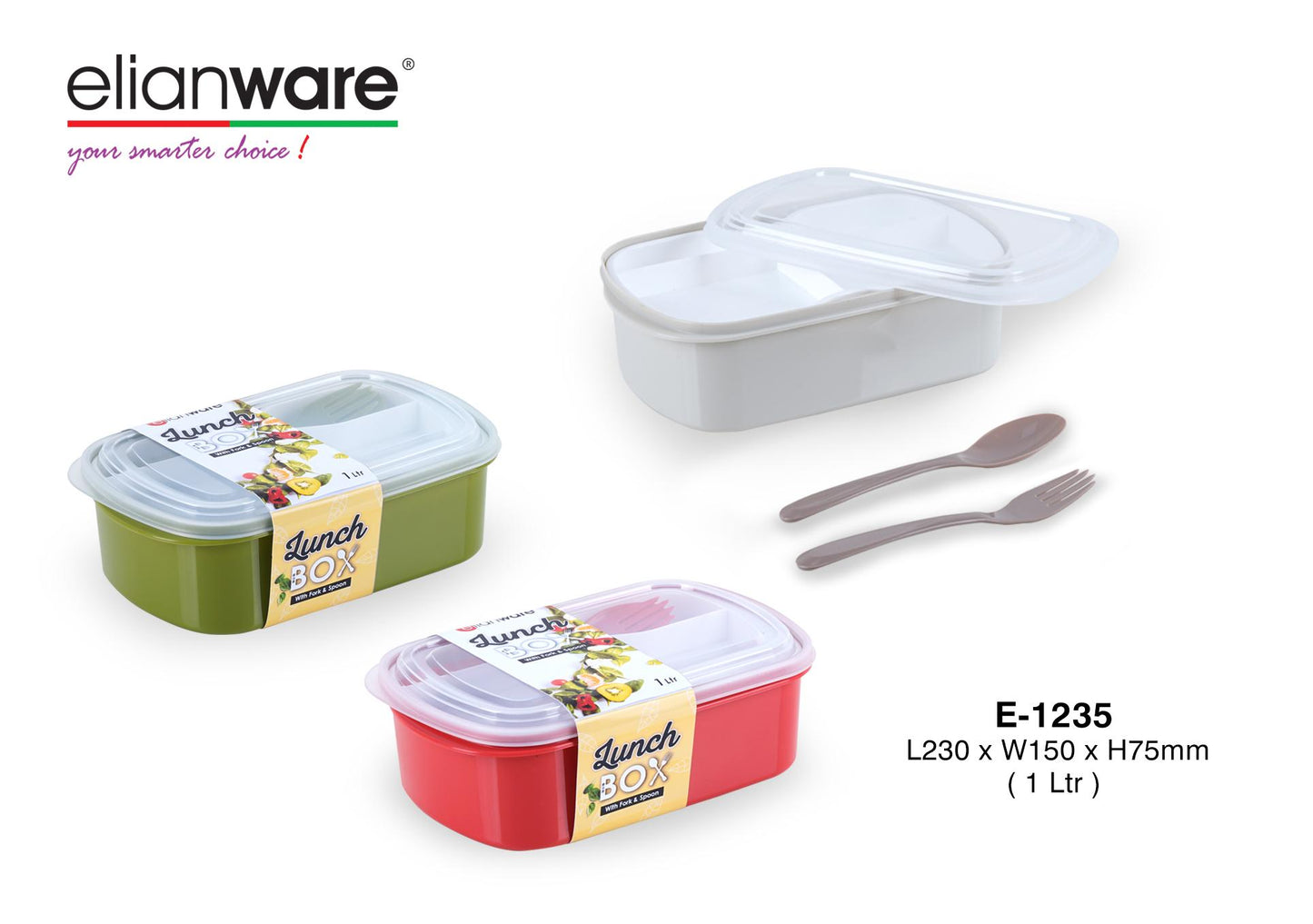Bento Lunch Box With Fork & Spoon 1000ML