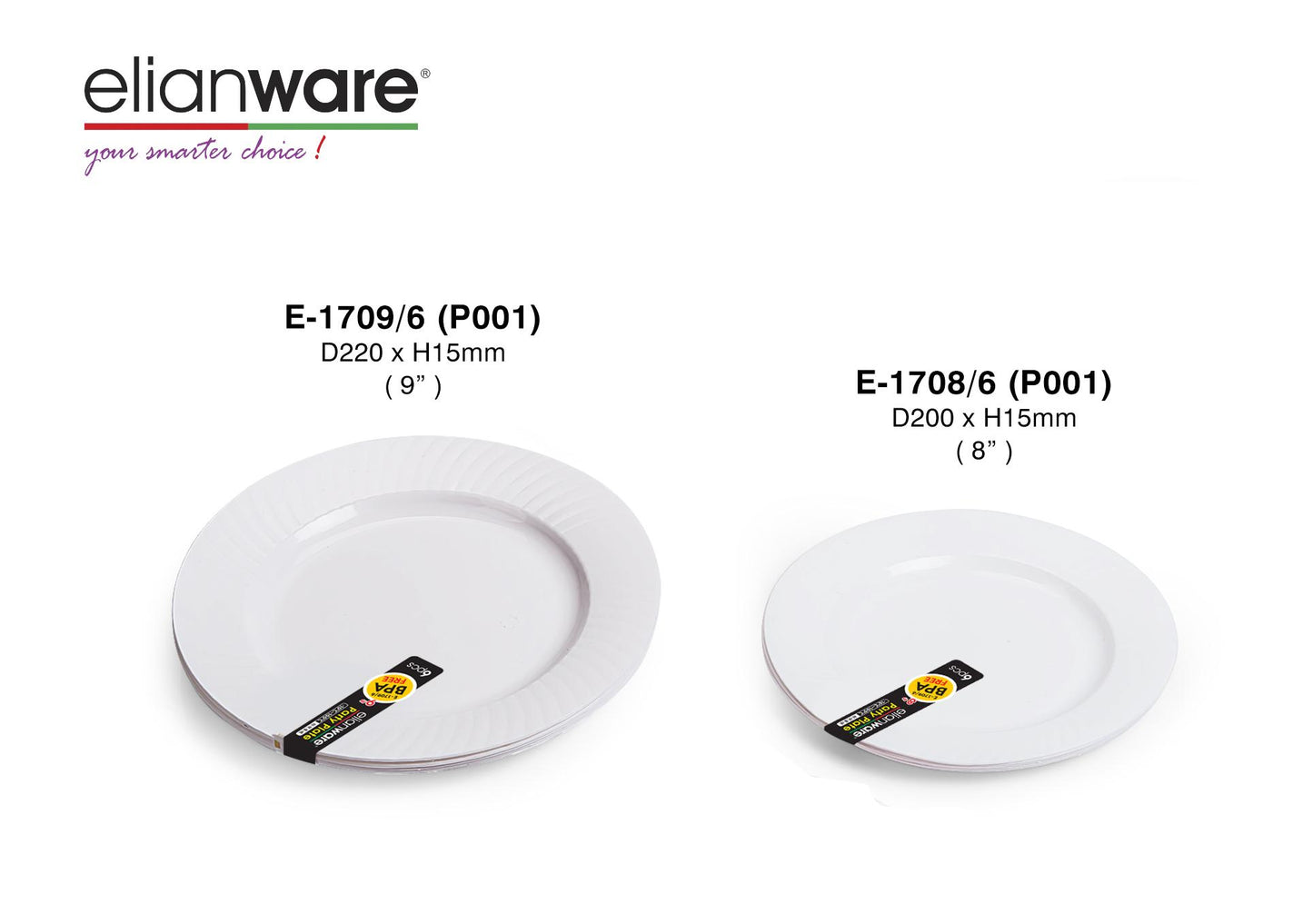 Plastic Party Plate - 8 Inch - 6 pack