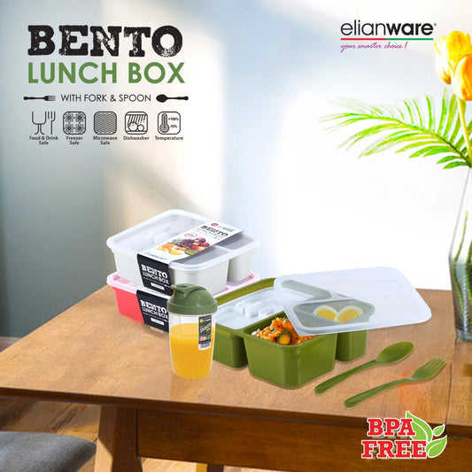Bento Lunch Box With Fork & Spoon 1.3L