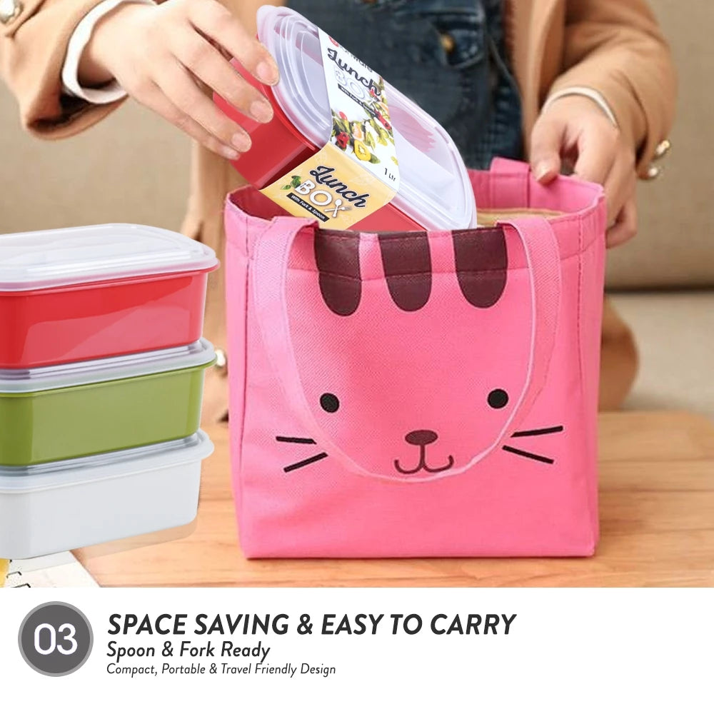 Bento Lunch Box With Fork & Spoon 1000ML
