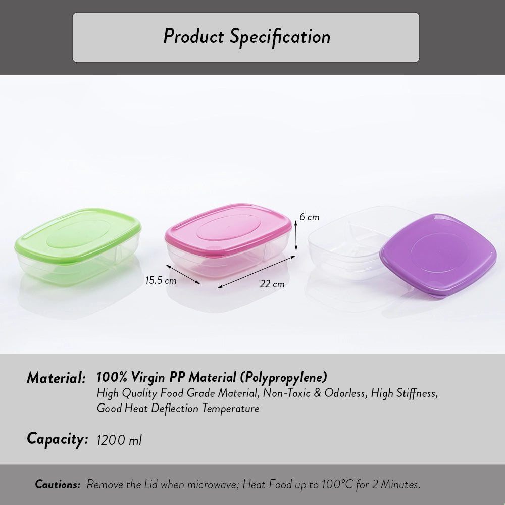 2 Compartment Lunch Box 1.2L